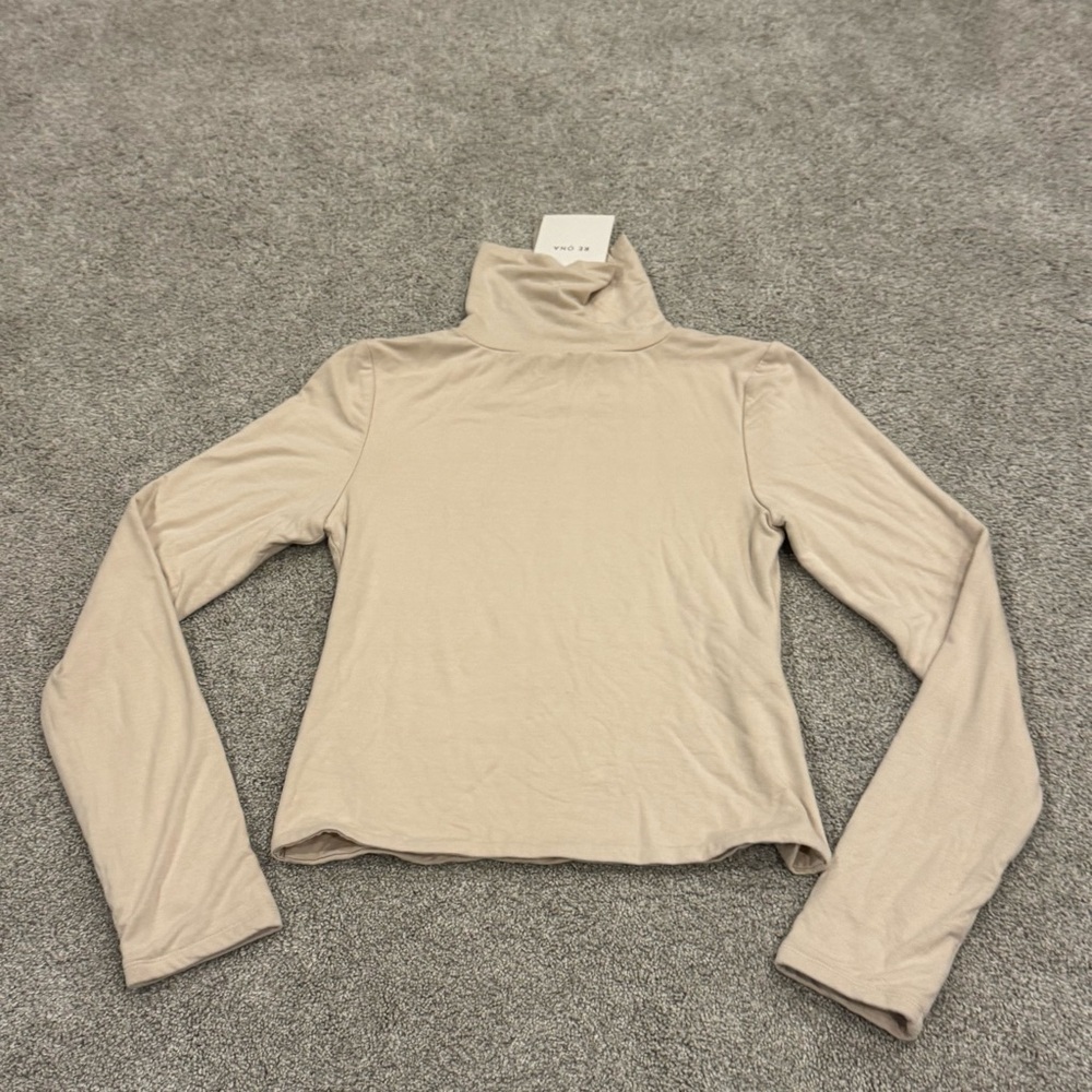 Nwt Re Ona Turtleneck Longsleeve Top In Ivory Cream Size Medium — image 3 of 8